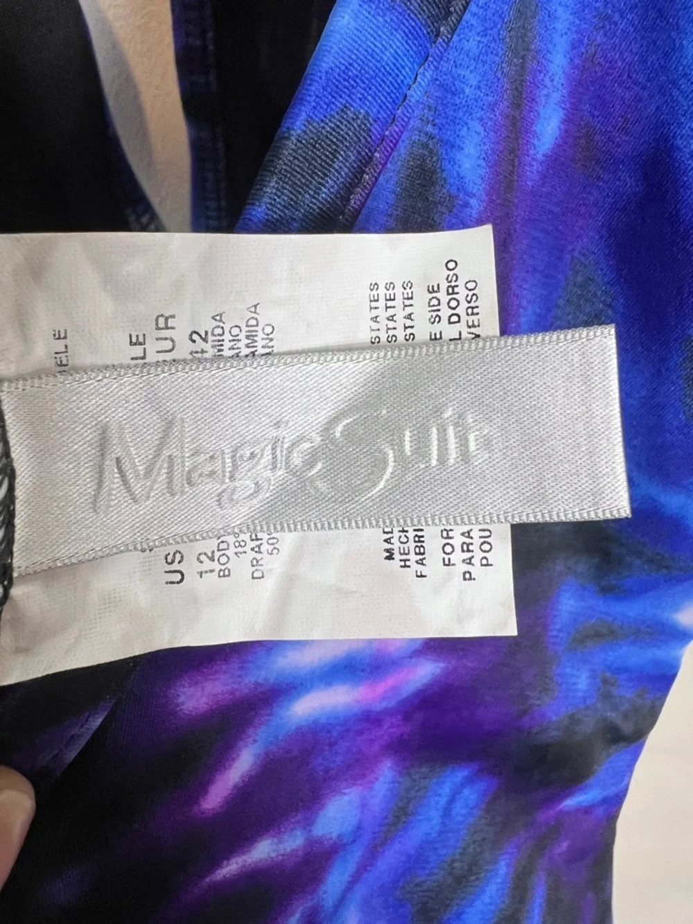 MagicSuit Katrina Purple Blue Tie Dye one Piece Swimsuit Tummy Control 12 NWT